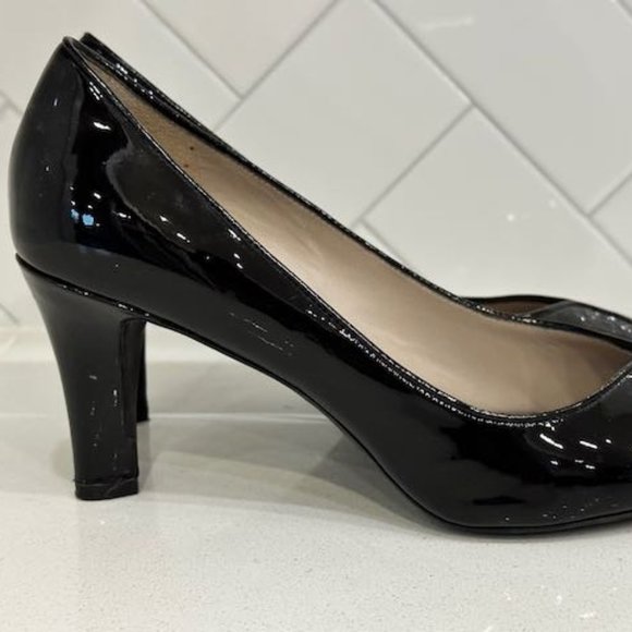 Marc by Marc Jacobs Patent Black Peep-toe Heels Sz 8 - Picture 6 of 7